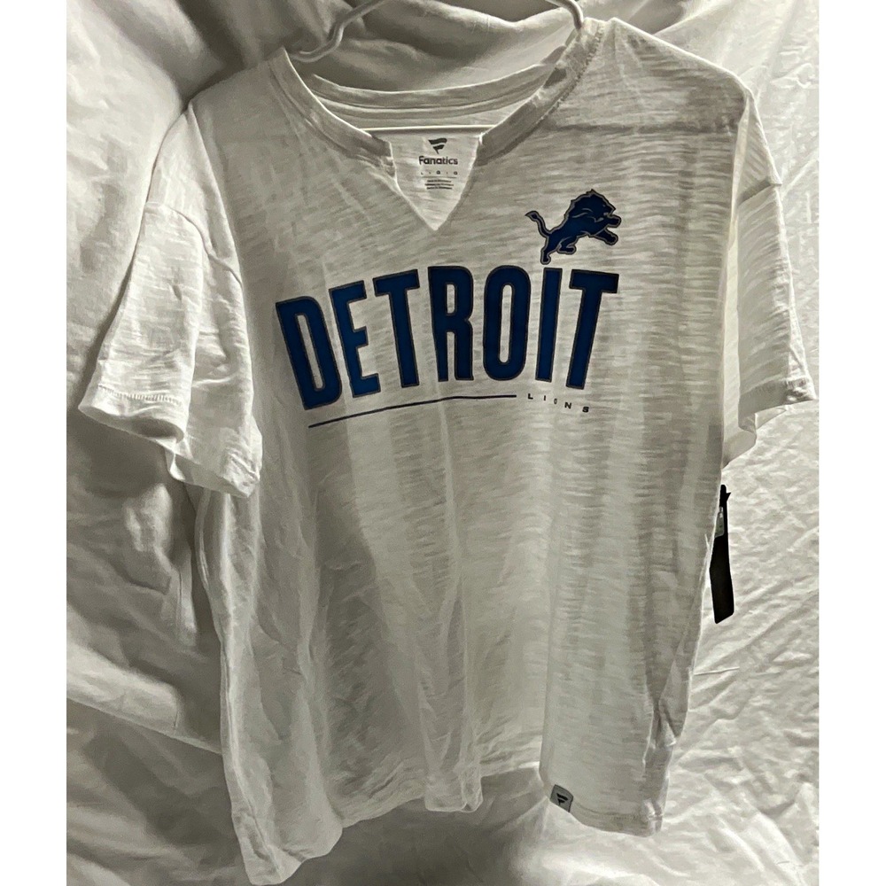 Fanatics Detroit Lions NFL Football Shirt, White/Blue, Size L